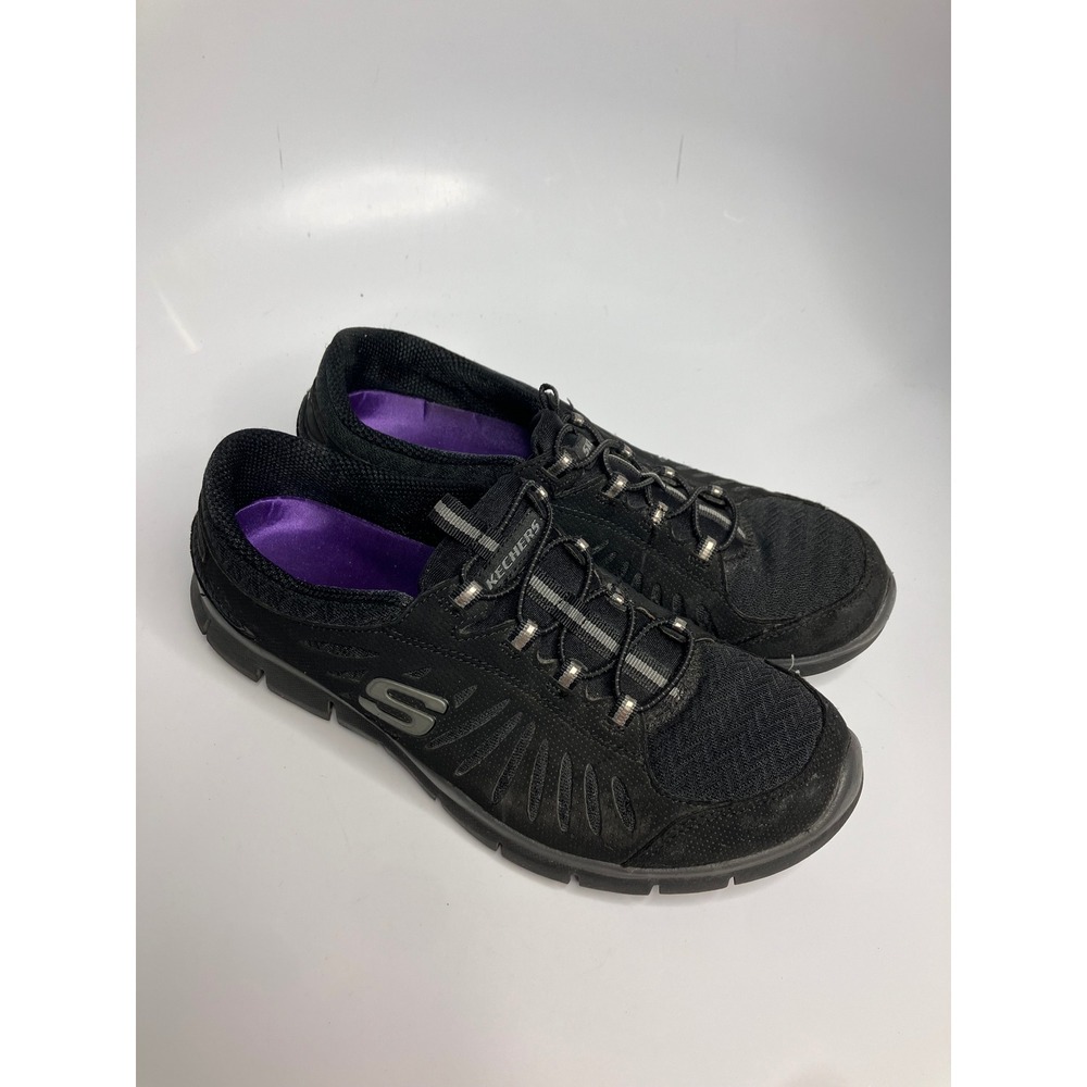 Skechers Flex Appeal 22169 Sneakers Womens Size 8 Black Good Bungee Slip On